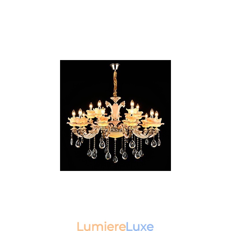 Suspension en alliage de zinc pour intérieur, style mini cristal, 15 ampoules