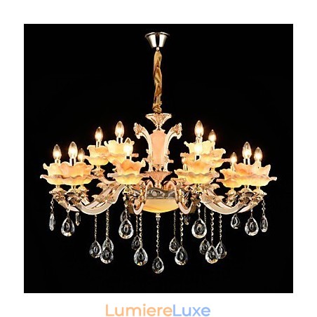 Suspension en alliage de zinc pour intérieur, style mini cristal, 15 ampoules Suspension en alliage de zinc pour intérieur, style mini cristal, 15 ampoules