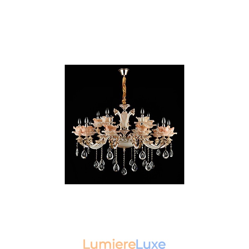 Suspension en alliage de zinc pour intérieur, style mini cristal, 15 ampoules