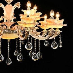 Suspension en alliage de zinc pour intérieur, style mini cristal, 15 ampoules