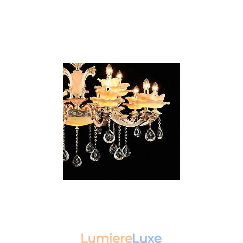 Suspension en alliage de zinc pour intérieur, style mini cristal, 15 ampoules