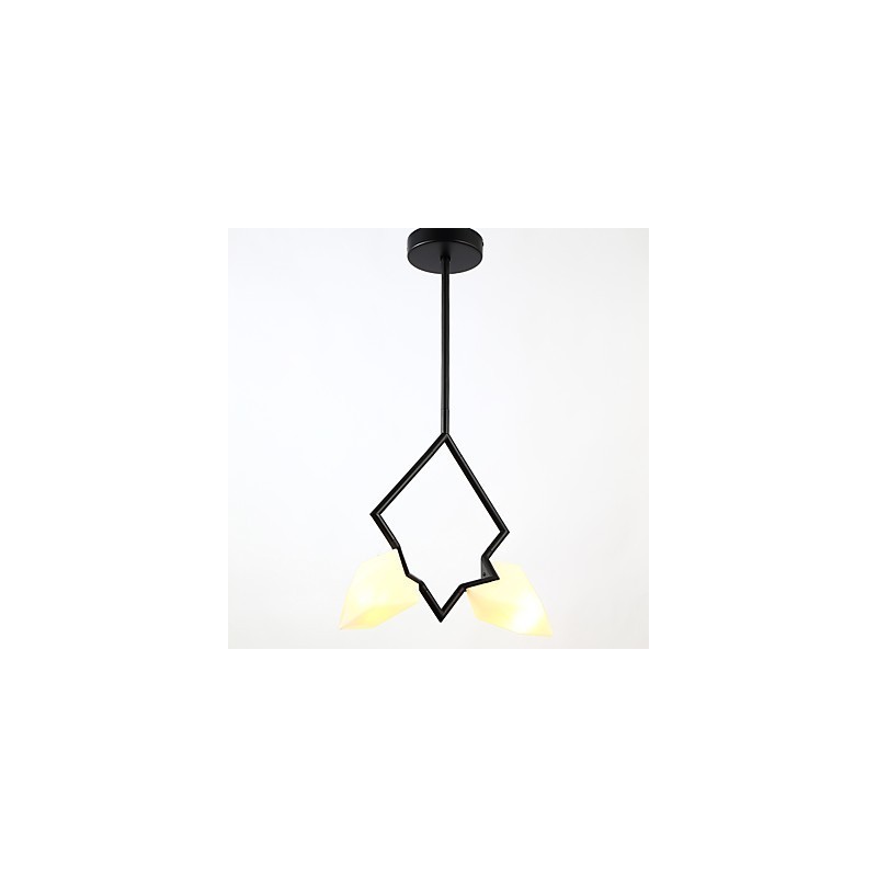 Lustre moderne à 2 lampes en métal et verre couleur pêche, lampe suspendue décorative Canteen