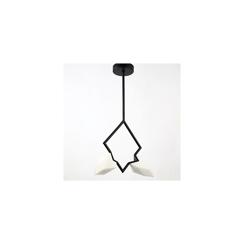 Lustre moderne à 2 lampes en métal et verre couleur pêche, lampe suspendue décorative Canteen