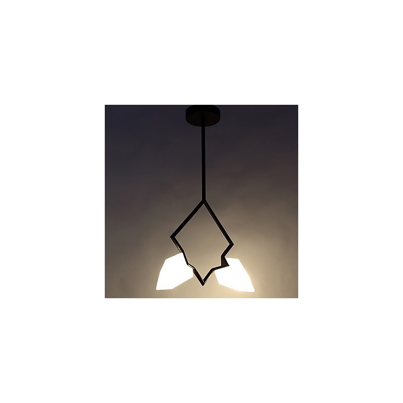 Lustre moderne à 2 lampes en métal et verre couleur pêche, lampe suspendue décorative Canteen