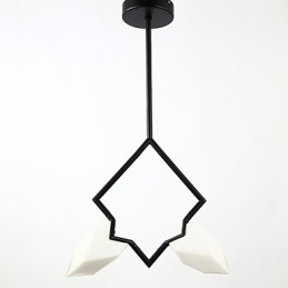 Lustre moderne à 2 lampes en métal et verre couleur pêche, lampe suspendue décorative Canteen