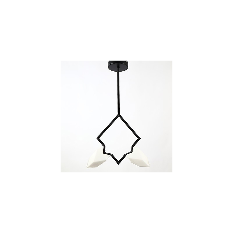 Lustre moderne à 2 lampes en métal et verre couleur pêche, lampe suspendue décorative Canteen