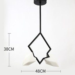 Lustre moderne à 2 lampes en métal et verre couleur pêche, lampe suspendue décorative Canteen