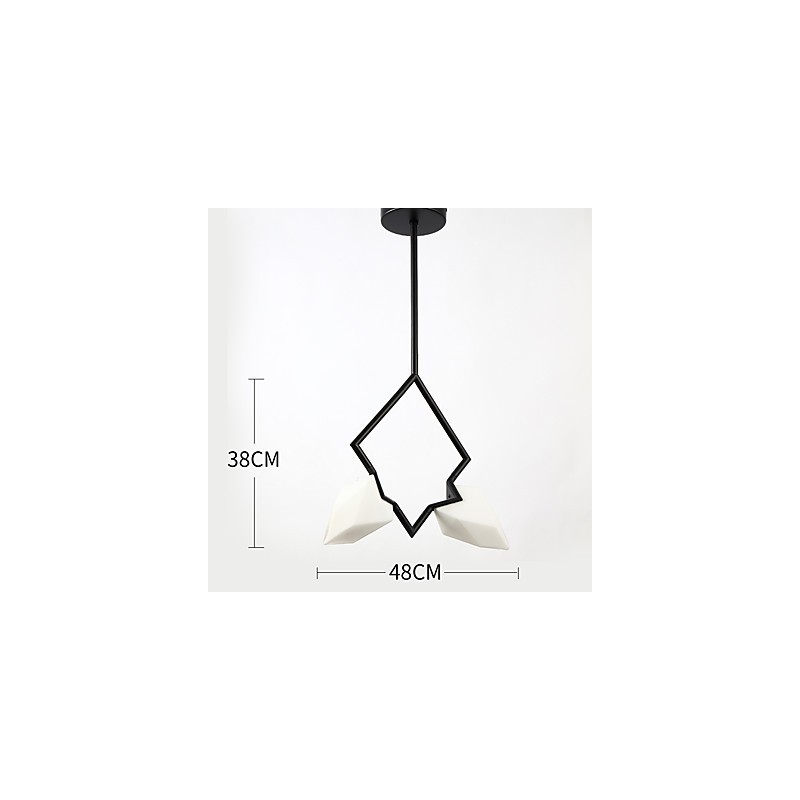 Lustre moderne à 2 lampes en métal et verre couleur pêche, lampe suspendue décorative Canteen
