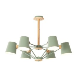 Lustre en métal et bois multicolore style macaron vintage