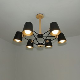 Lustre en métal et bois multicolore style macaron vintage