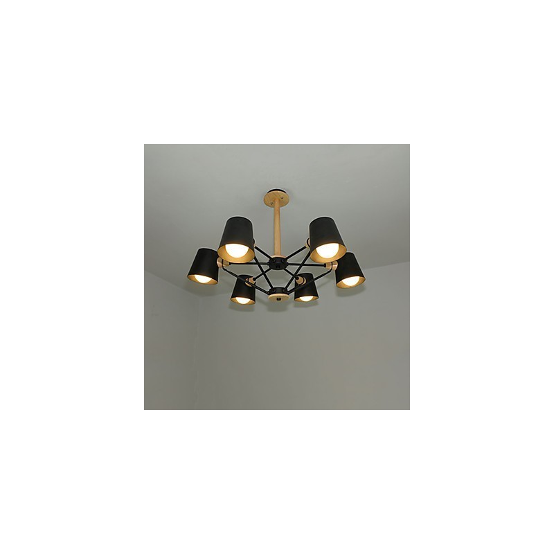 Lustre en métal et bois multicolore style macaron vintage