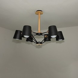 Lustre en métal et bois multicolore style macaron vintage
