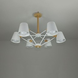 Lustre en métal et bois multicolore style macaron vintage