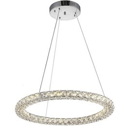 Plafonnier suspendu en cristal moderne avec anneau, éclairage d'intérieur à intensité variable et télécommande