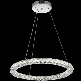 Plafonnier suspendu en cristal moderne avec anneau, éclairage d'intérieur à intensité variable et télécommande