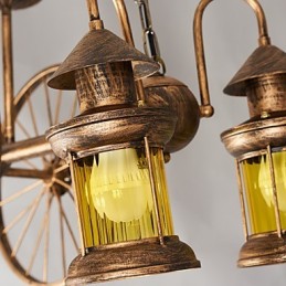 Lustre en métal style mini design rustique avec globe rétro vintage