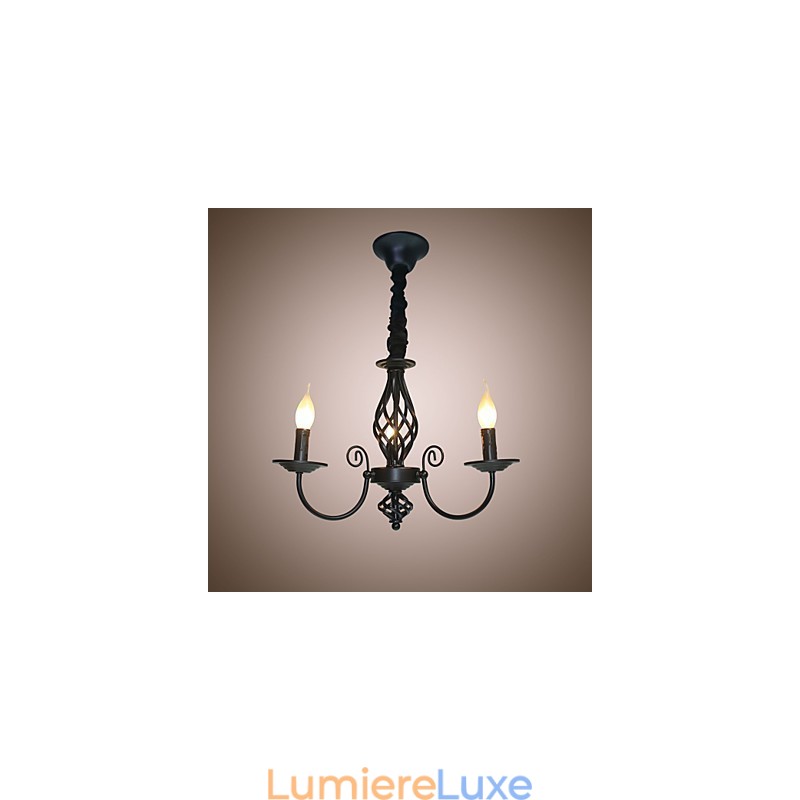 Lustre de style européen à 3 lumières, lampes simples et créatives en fer