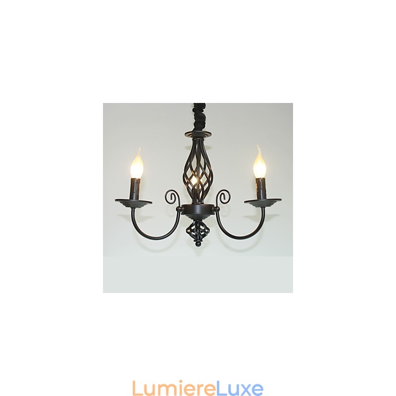 Lustre de style européen à 3 lumières, lampes simples et créatives en fer