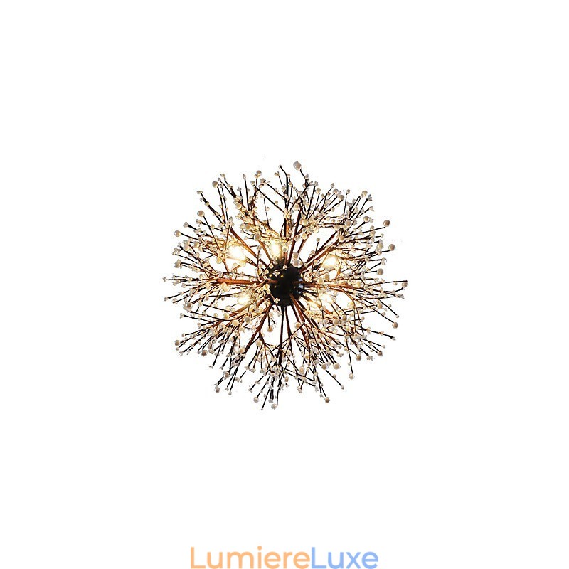 Lustre moderne en fer forgé vintage avec 8 lumières, style feu d'artifice