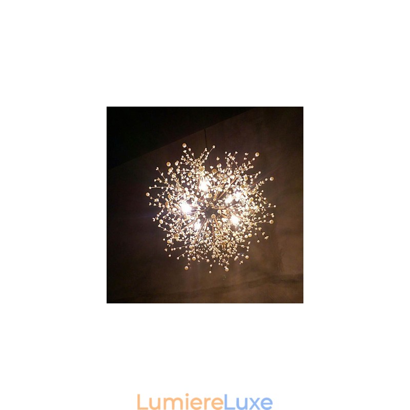 Lustre moderne en fer forgé vintage avec 8 lumières, style feu d'artifice