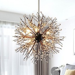 Lustre moderne en fer forgé vintage avec 8 lumières, style feu d'artifice