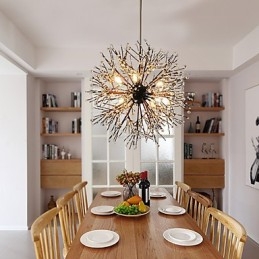 Lustre moderne en fer forgé vintage avec 8 lumières, style feu d'artifice