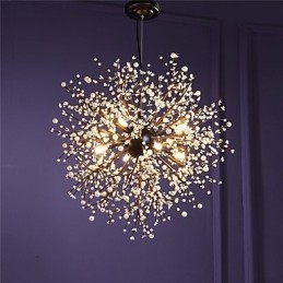 Lustre moderne en fer forgé vintage avec 8 lumières, style feu d'artifice