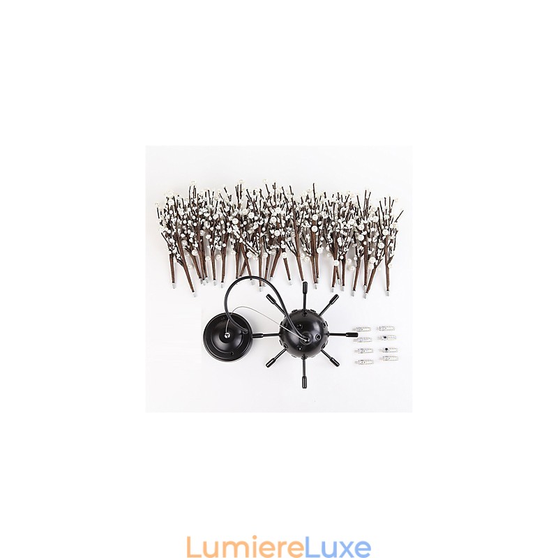 Lustre moderne en fer forgé vintage avec 8 lumières, style feu d'artifice