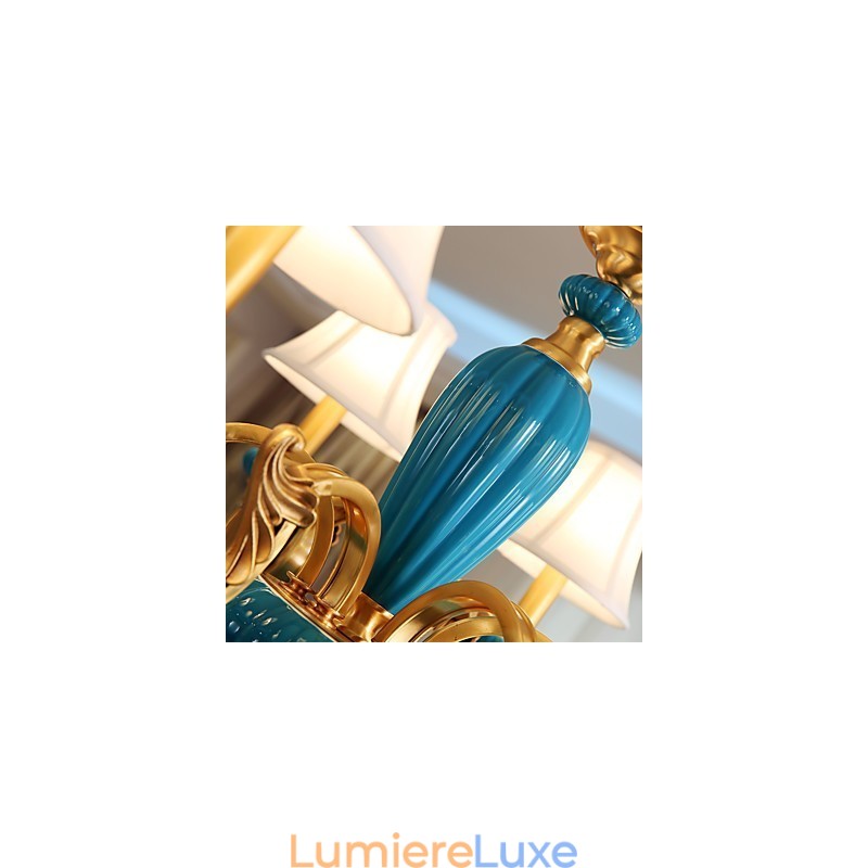 Lustre tout en cuivre Lustre décoratif en jade