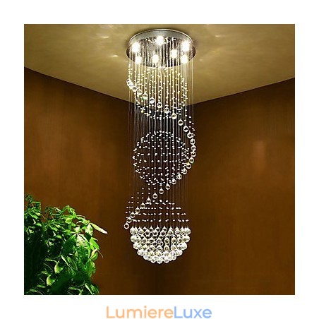 Lustre suspendu en cristal pour plafond, éclairage d'intérieur, luminaires pour escaliers Lustre suspendu en cristal pour plafond, éclairage d'intérieur, luminaires pour escaliers