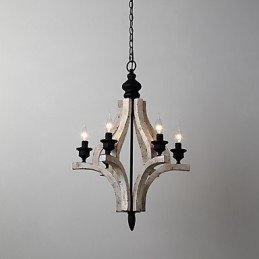 Lampe de lustre en bambou de style mini en bois de peinture vintage, lampe suspendue décorative