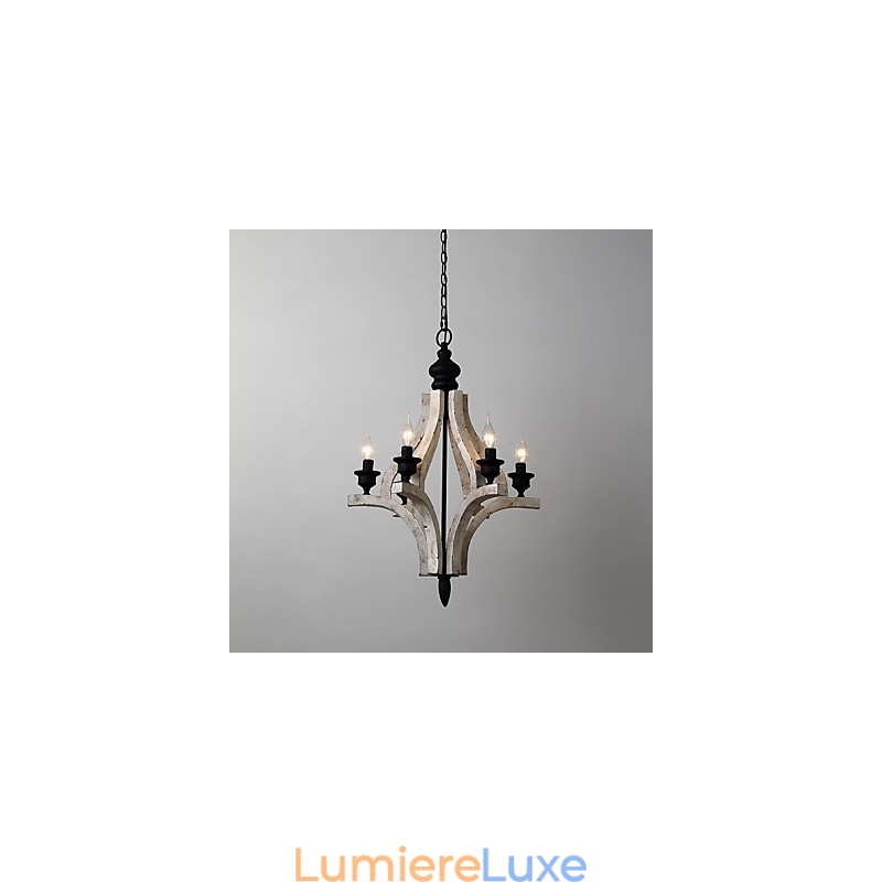 Lampe de lustre en bambou de style mini en bois de peinture vintage, lampe suspendue décorative