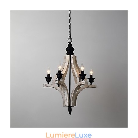 Lampe de lustre en bambou de style mini en bois de peinture vintage, lampe suspendue décorative Lampe de lustre en bambou de style mini en bois de peinture vintage, lampe suspendue décorative
