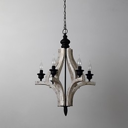 Lampe de lustre en bambou de style mini en bois de peinture vintage, lampe suspendue décorative