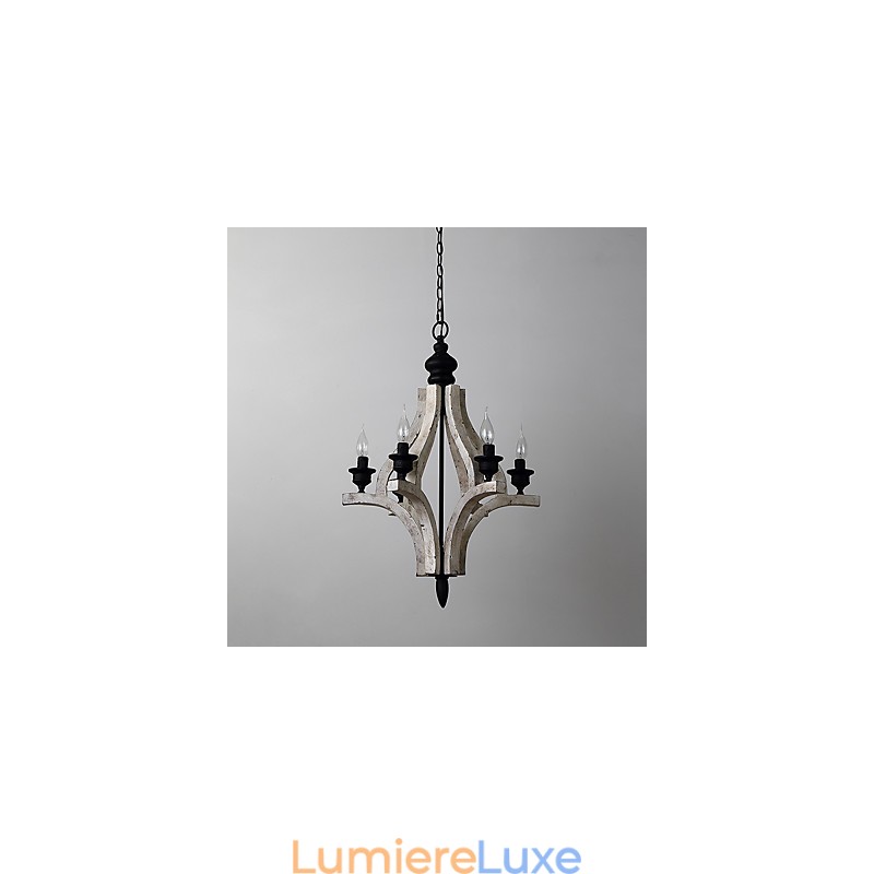 Lampe de lustre en bambou de style mini en bois de peinture vintage, lampe suspendue décorative