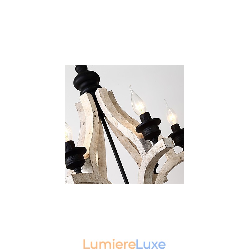 Lampe de lustre en bambou de style mini en bois de peinture vintage, lampe suspendue décorative