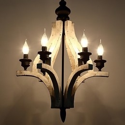 Lampe de lustre en bambou de style mini en bois de peinture vintage, lampe suspendue décorative