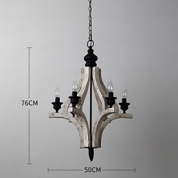 Lampe de lustre en bambou de style mini en bois de peinture vintage, lampe suspendue décorative