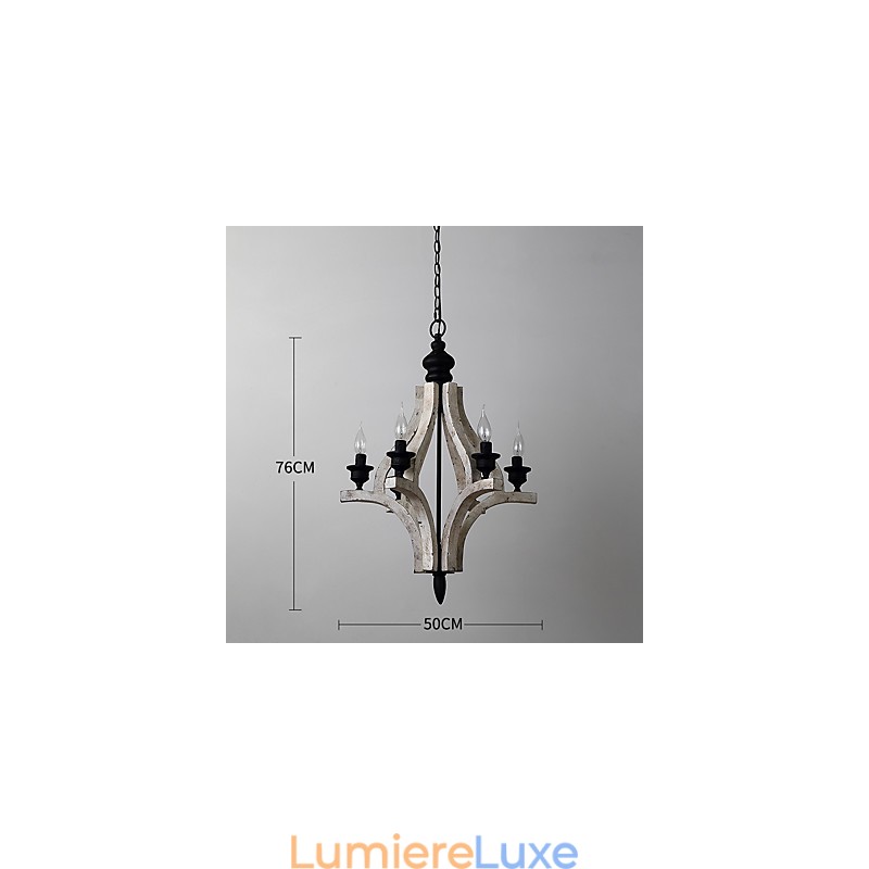 Lampe de lustre en bambou de style mini en bois de peinture vintage, lampe suspendue décorative