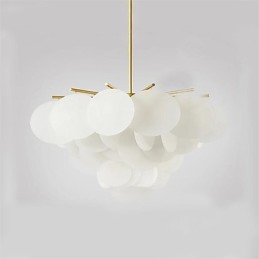 Suspension en bambou et bois de style mini, peinture classique traditionnelle