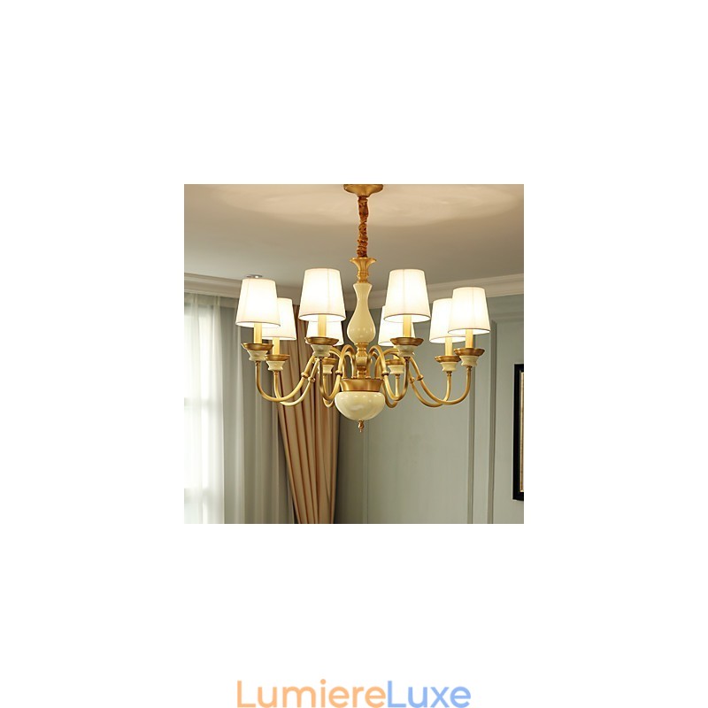 Lustre tout en cuivre Lustre décoratif en jade