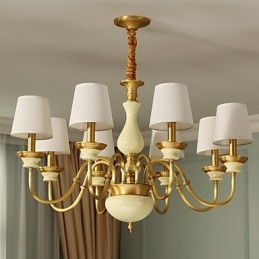 Lustre tout en cuivre Lustre décoratif en jade