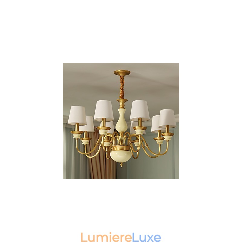 Lustre tout en cuivre Lustre décoratif en jade