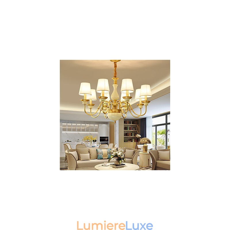 Lustre tout en cuivre Lustre décoratif en jade