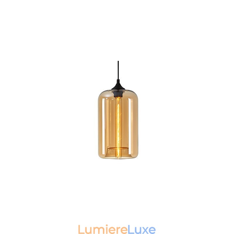 Suspension design bouteille 1 lumière peinture fer minimaliste