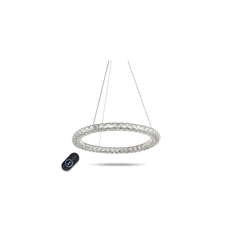 Suspension moderne en cristal, lustre en cristal, plafonnier, luminaires d'intérieur, luminaires à intensité variable avec télécommande