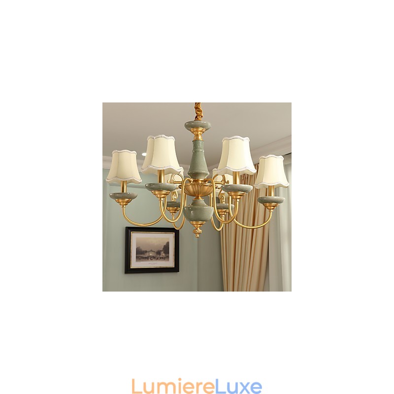 Lustre tout en cuivre Lustre décoratif en jade