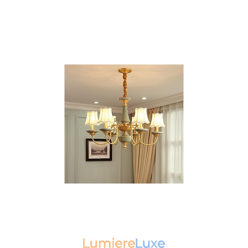 Lustre tout en cuivre Lustre décoratif en jade