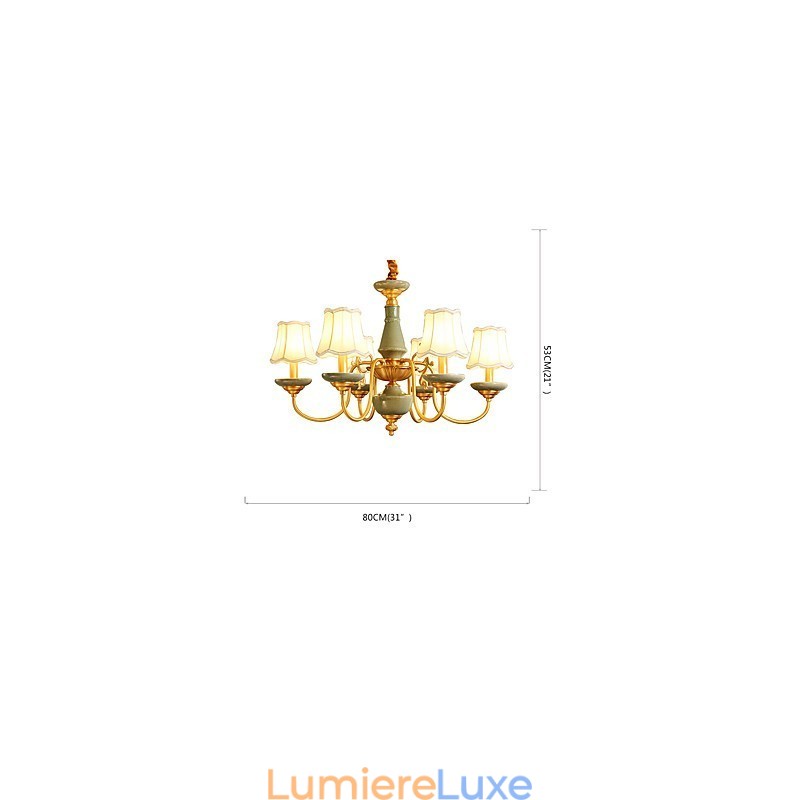 Lustre tout en cuivre Lustre décoratif en jade