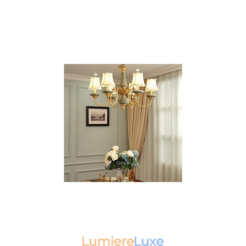 Lustre tout en cuivre Lustre décoratif en jade